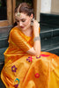 Elegant Yellow Silk Saree Peacock Motifs Traditional Festive Wear