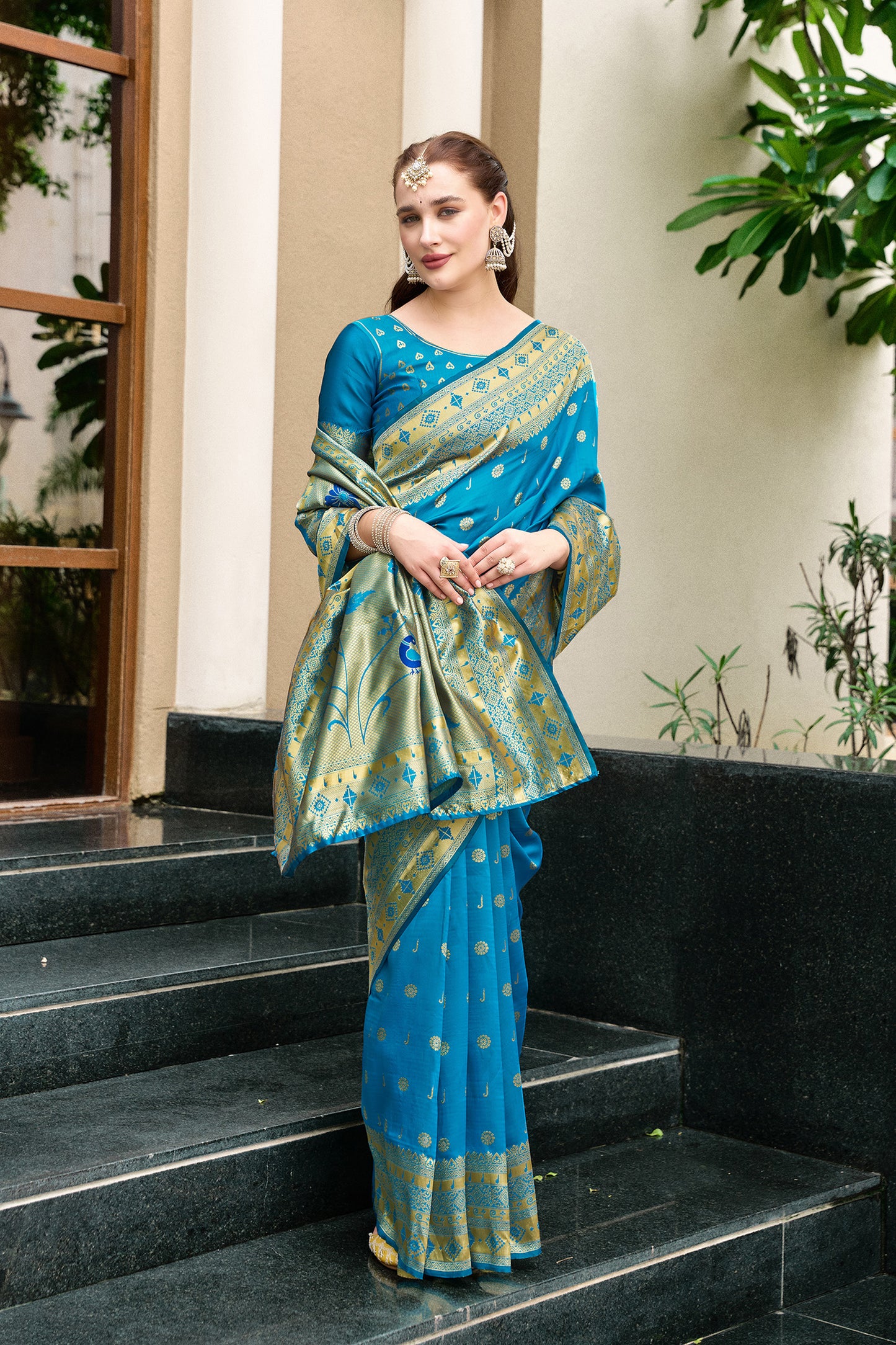 Elegant Blue Silk Saree Traditional Festive Wear
