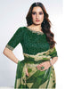 Designer Green Geometric Saree with Stylish Blouse Piece Party Wear Saree