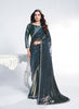 Elegant Teal Blue Saree Blouse Piece Party Wear Saree