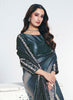 Elegant Teal Blue Saree Blouse Piece Party Wear Saree