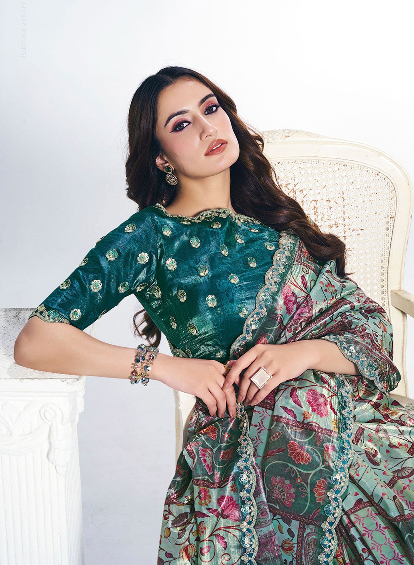 Green Banarasi Silk Saree with Rich Pallu Designer Blouse