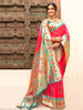 Stunning Pink Silk Saree with Golden Zari Border Multicolor