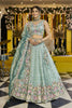 Fancy Sea Green Satin Silk Embroidered Lehenga Choli with Dupatta
