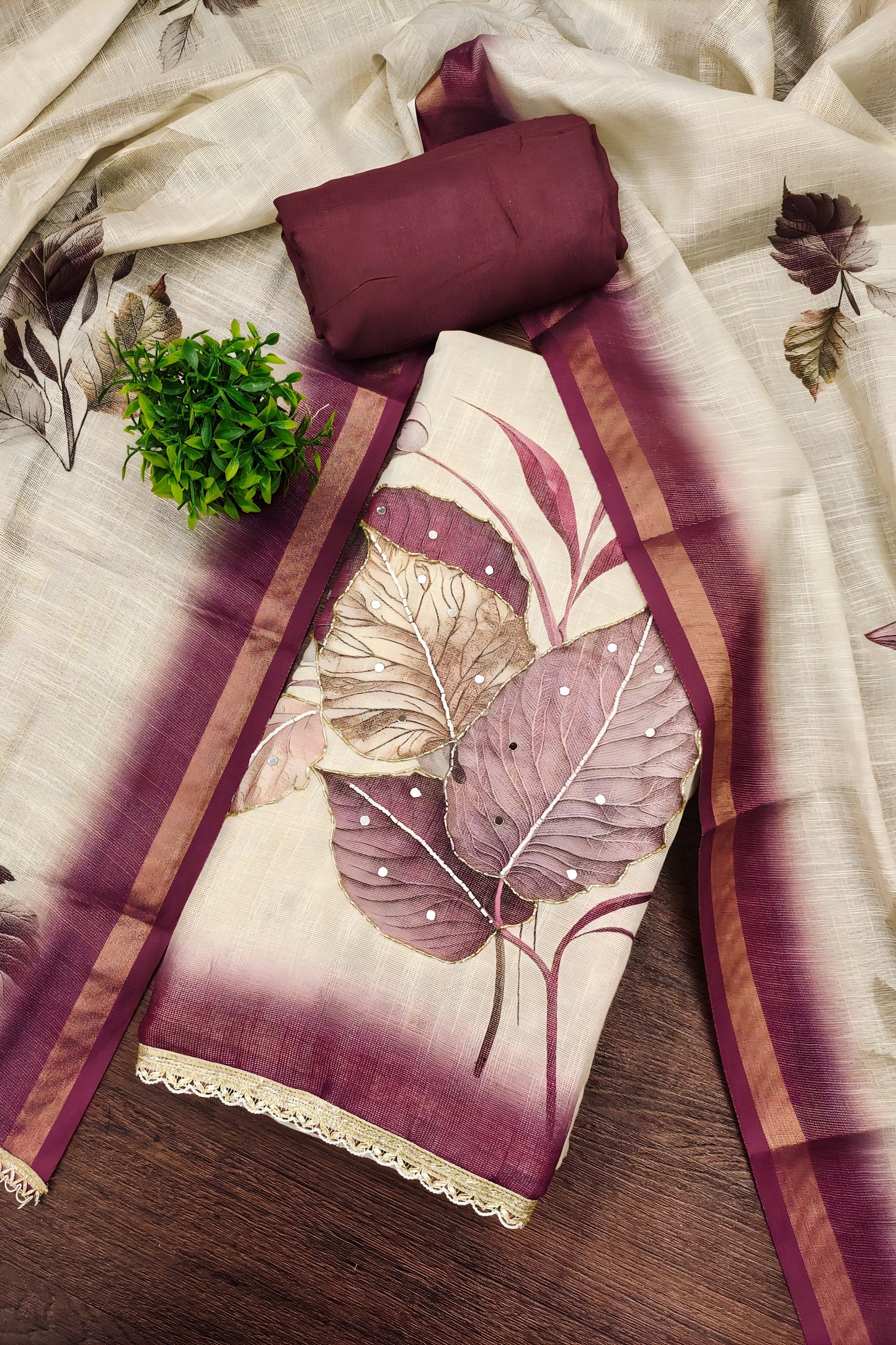 Charming Off-White Cotton Printed Semi-Stitched Straight Salwar Suit with Dupatta