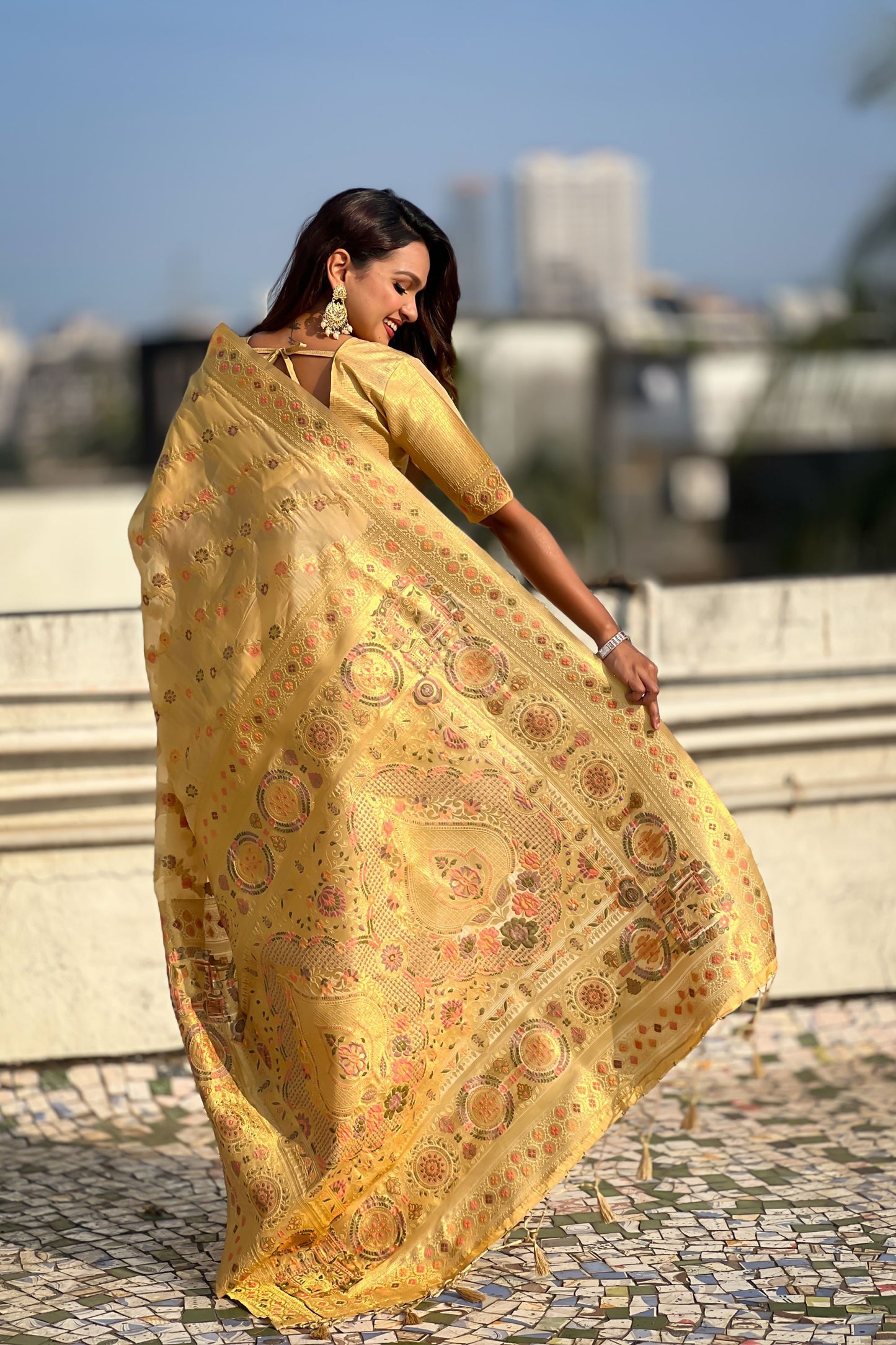 Mustard Yellow Banarasi Silk Saree with Rich Zari Weaving Designer Pallu
