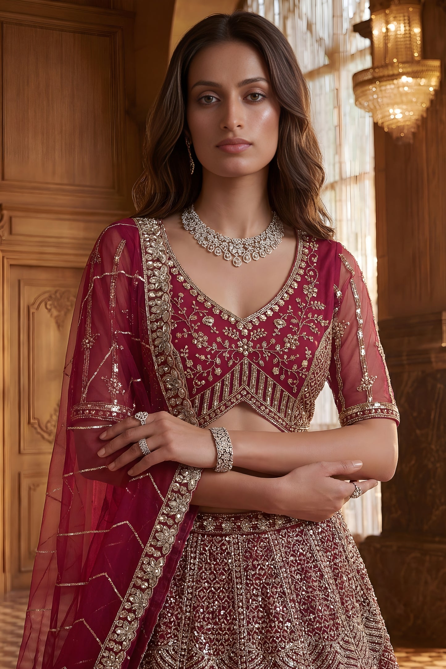 Stylish Rani Pink Heavy Embroidered Lehenga Choli with Designer Net Dupatta for Wedding