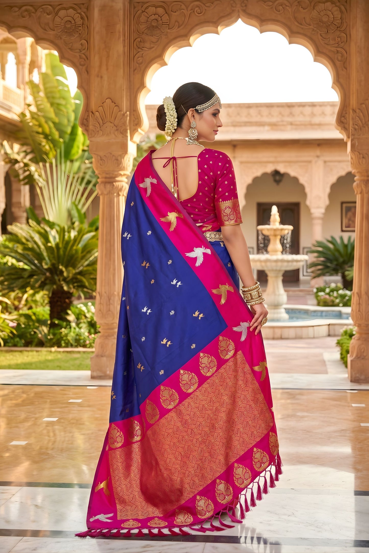Royal Blue Soft Silk Woven Designer Saree for Wedding