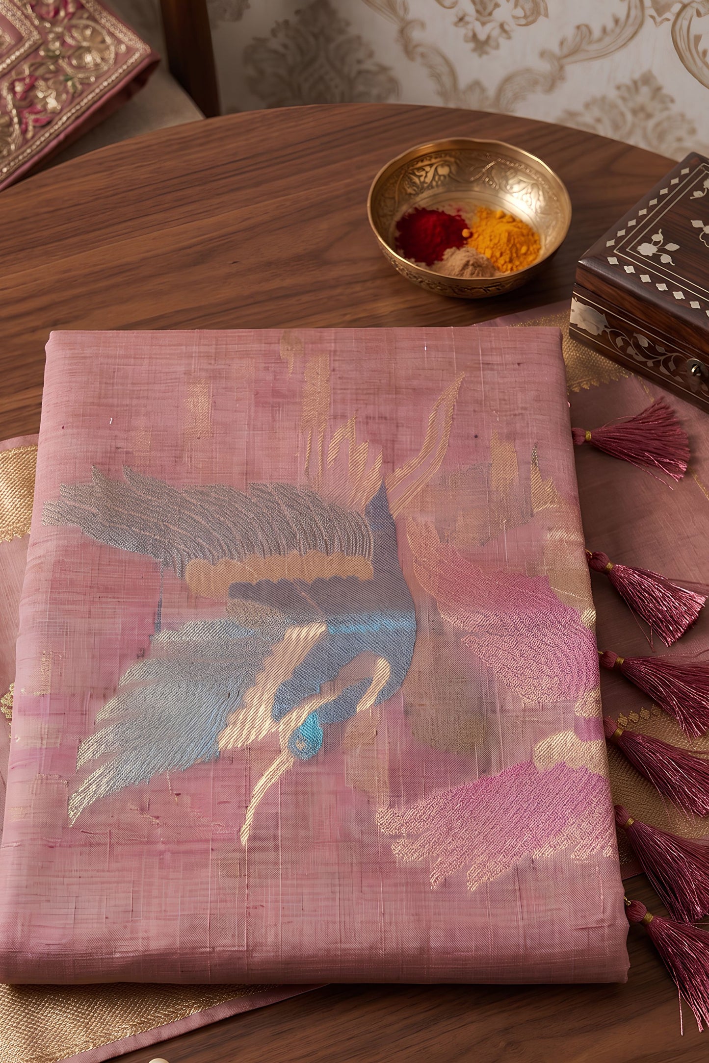 Elegant Pink Linen Cotton Woven Designer Saree