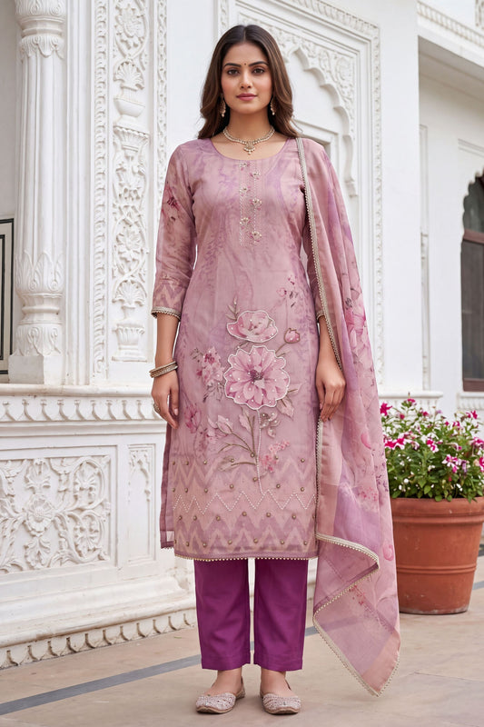 Elegant Purple Simmer Linen Cotton Dupatta for Women