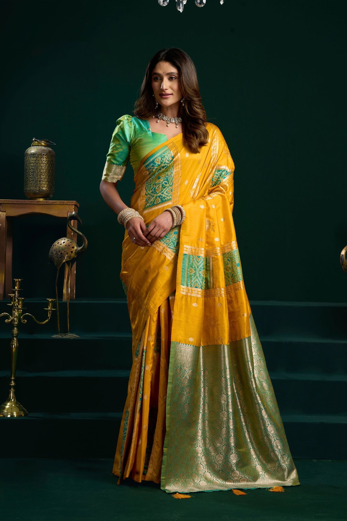 Stunning Mustard Yellow Soft Silk Woven Jari Designer Saree for Women