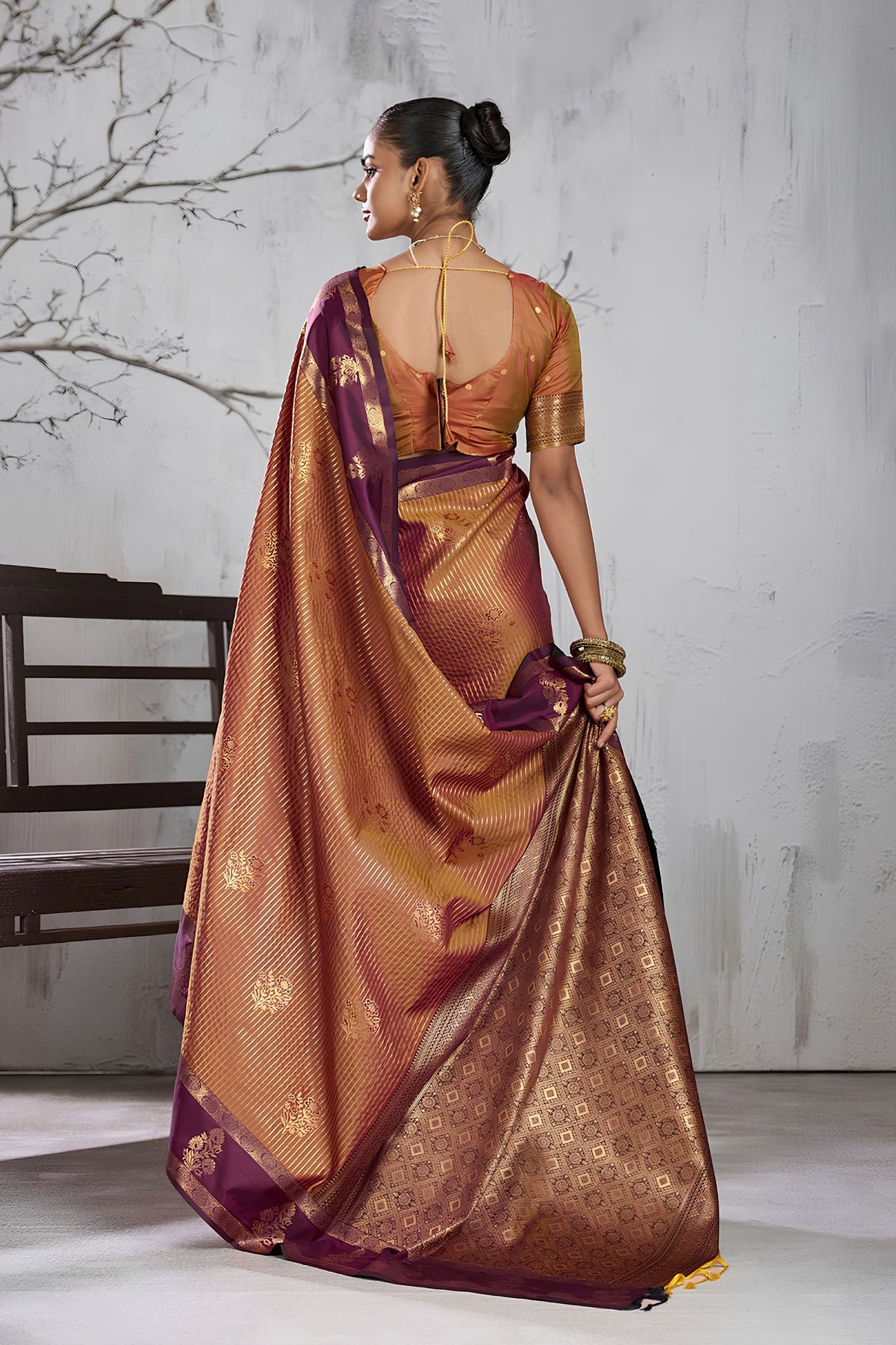 Adorable Brown Silk Woven Saree with Zari Border for Women
