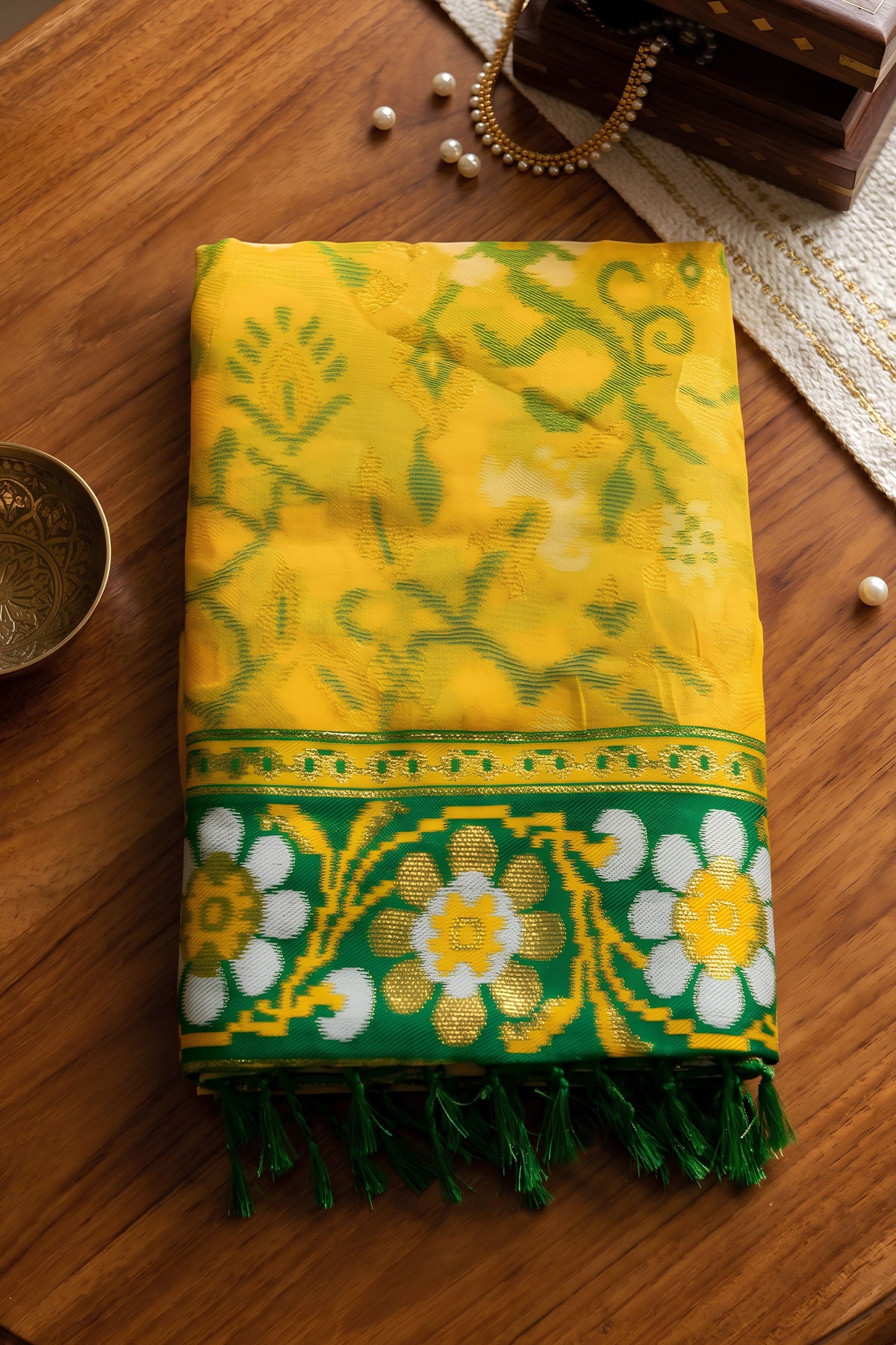 Vibrant Mustard Yellow Silk Woven Designer Saree for Women