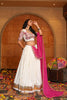 Off-White and Pink Mirror Work Chaniya Choli with Dupatta for Navratri