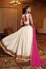 Off-White and Pink Mirror Work Chaniya Choli with Dupatta for Navratri