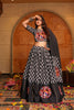 Black Navratri Lehenga Choli with Multicolor Mirror Work and Traditional Motifs
