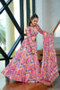 Multicolor Wave Print Navratri Lehenga Choli with Mirror Sleeves and Dupatta