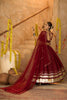 Maroon Silk Navratri Lehenga Choli with Gold Zari Border and Sleeveless Blouse