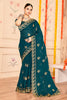 Elegant Teal Green  Saree with Golden Designer Blouse