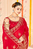 Stunning Red Saree with Golden Designer Blouse