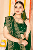 Elegant Dark Green Saree with Golden Border Blouse Piece