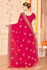 Designer Pink Saree with Golden Blouse Piece Party Wear