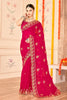 Designer Pink Saree with Golden Blouse Piece Party Wear