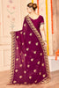 Designer Purple Saree with Golden  Blouse Piece Party  Wear