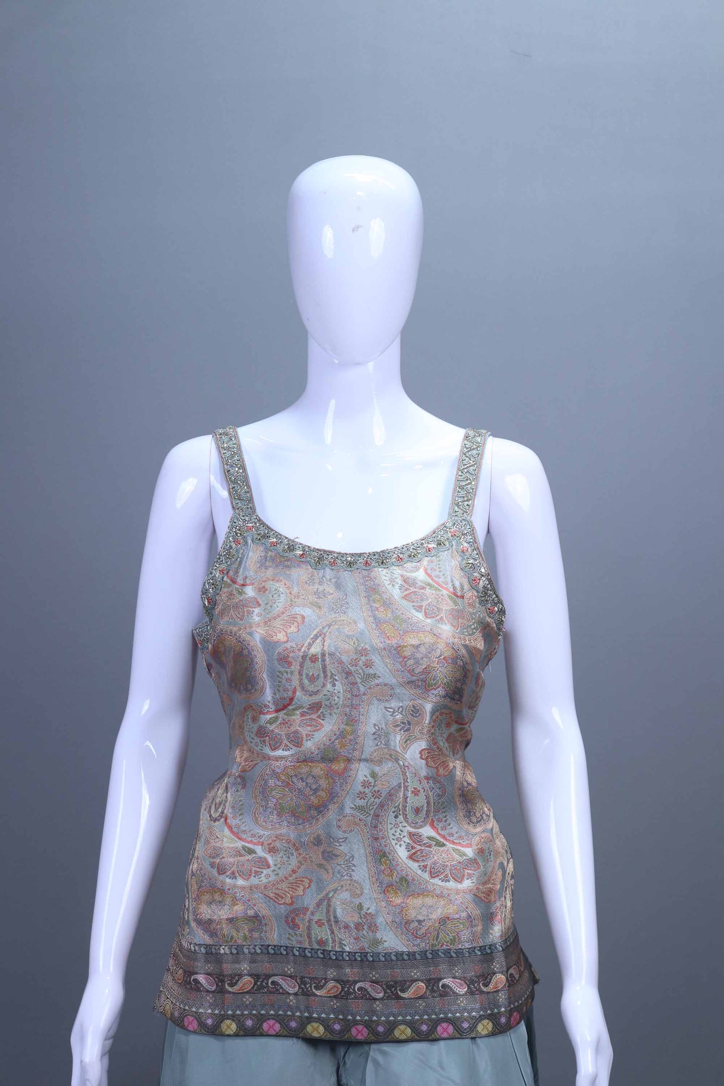 Pastel Green Printed Crop Top with Flared Palazzo Dupatta Set