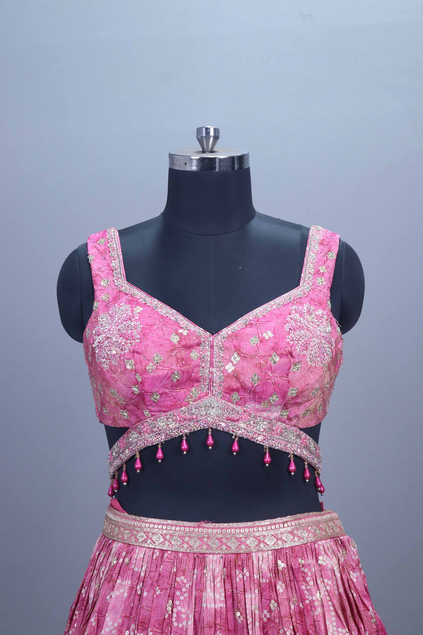 Pink Banarasi Silk Lehenga Choli with Heavy Embroidery Dupatta