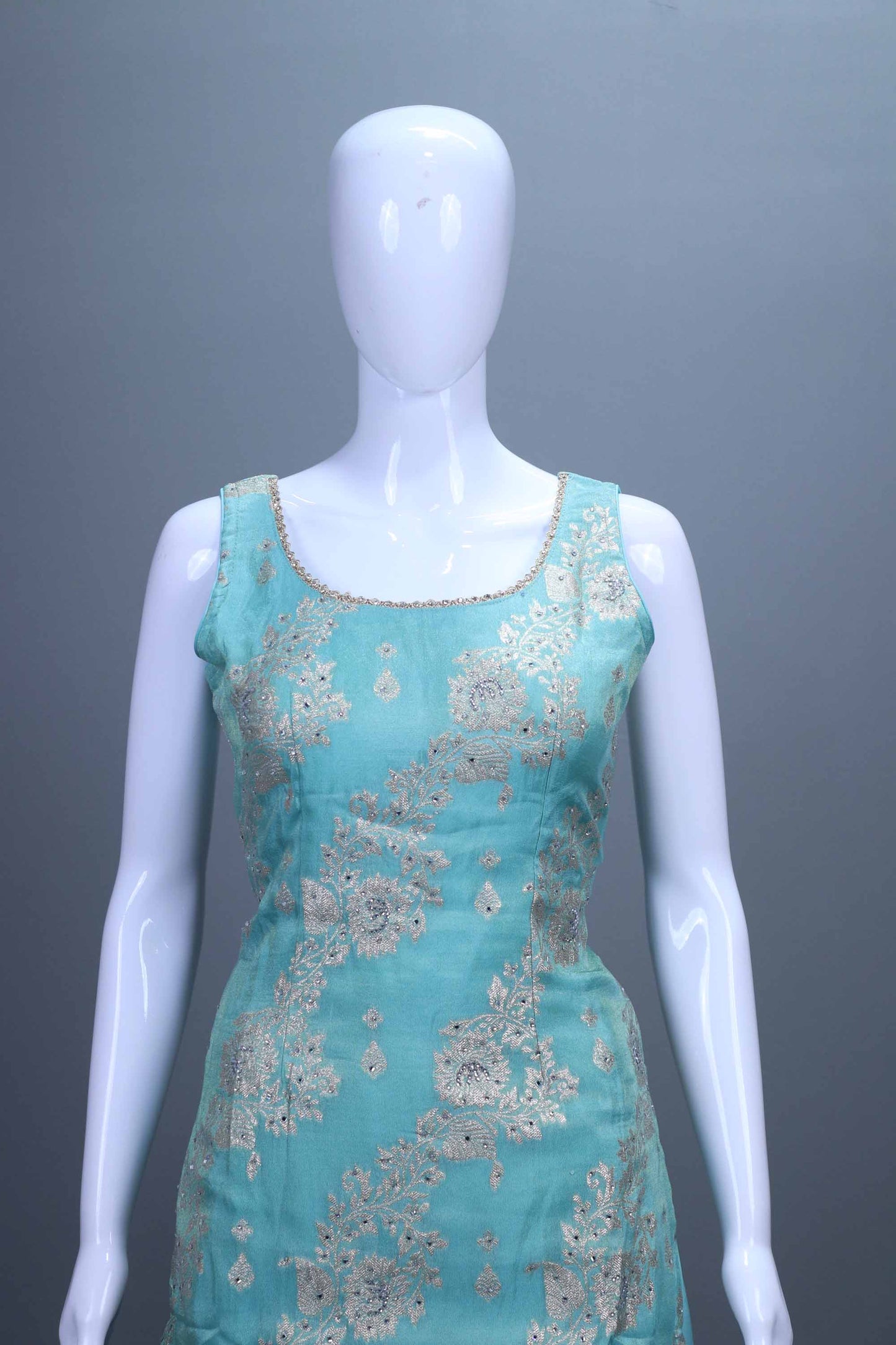 Turquoise Embroidered Kurta Sharara Set with Dupatta Festive Wear