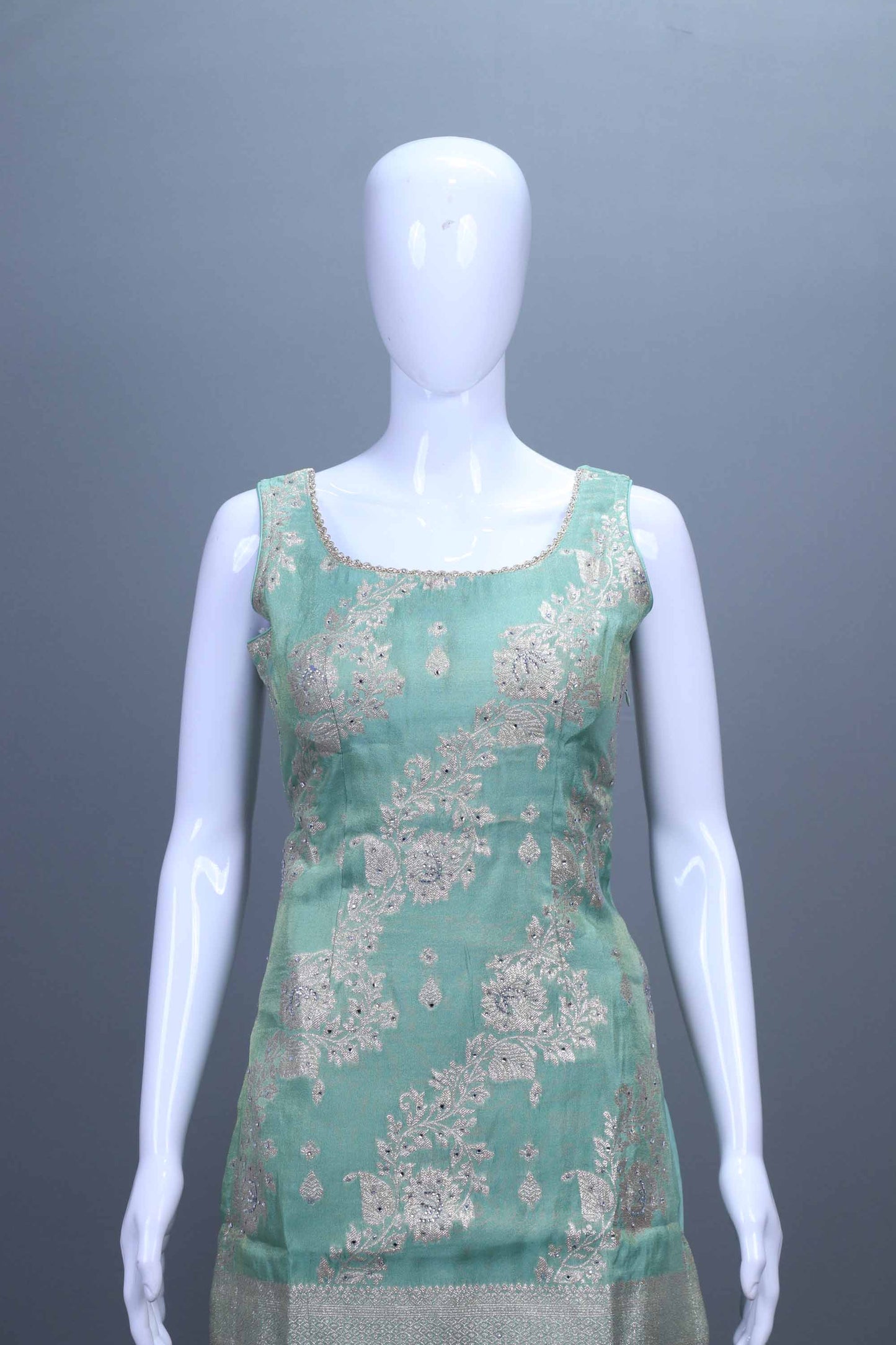 Mint Green Embroidered Kurta Sharara Set with Dupatta Festive Wear