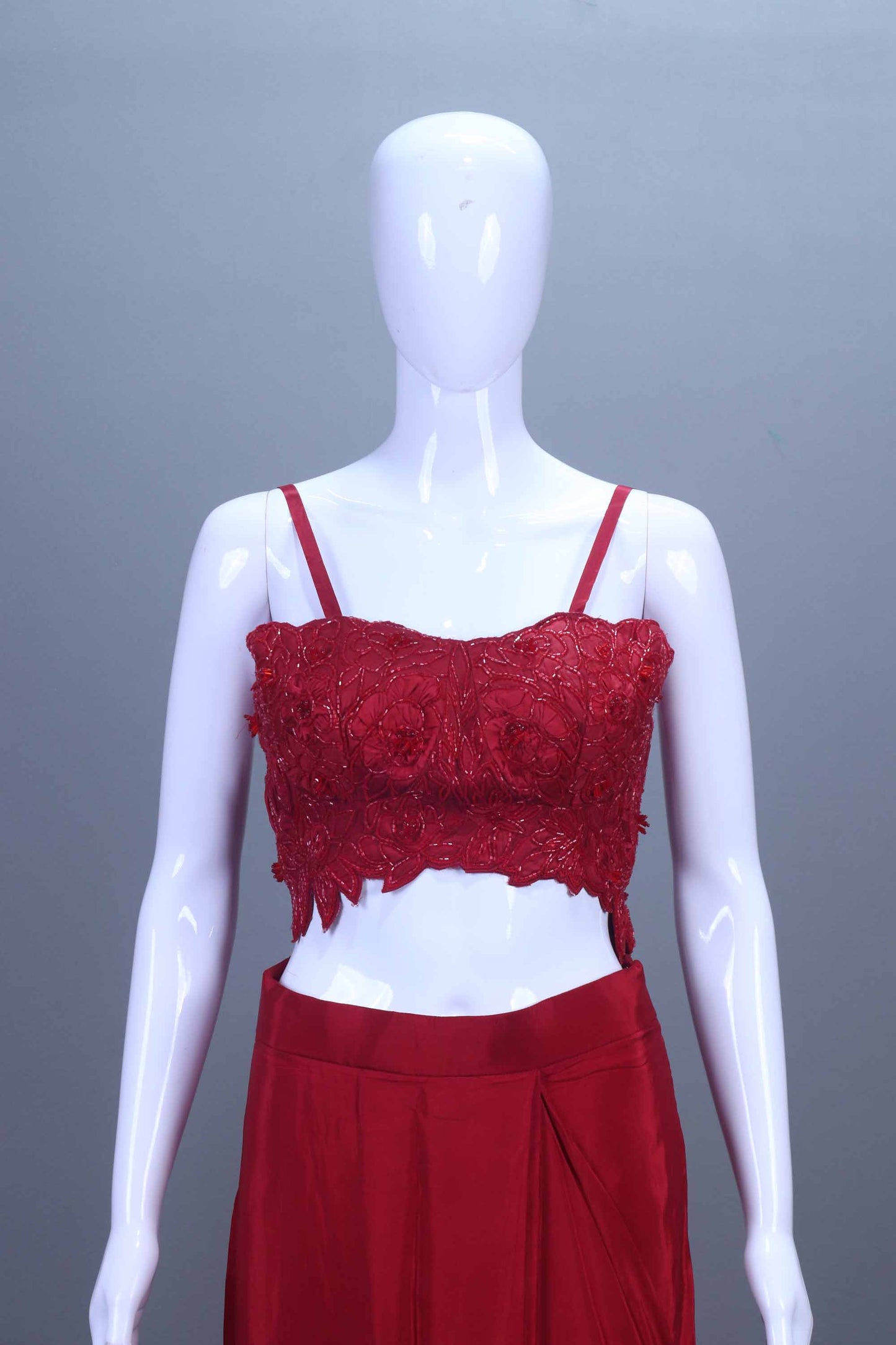 Red Embroidered Lycra Silk Saree with Designer Blouse Party Wear