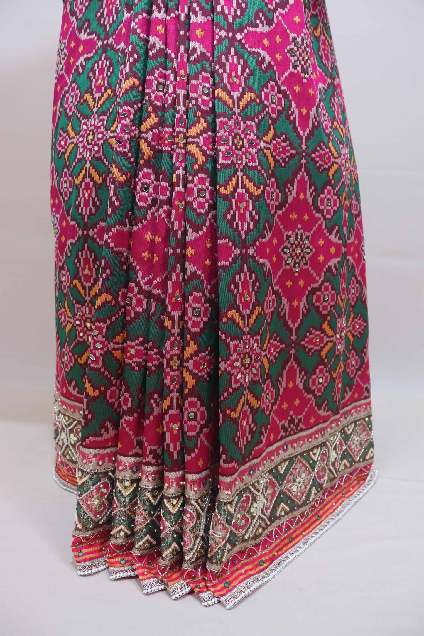 Red Green Patola Print Saree Traditional Motifs Designer Saree