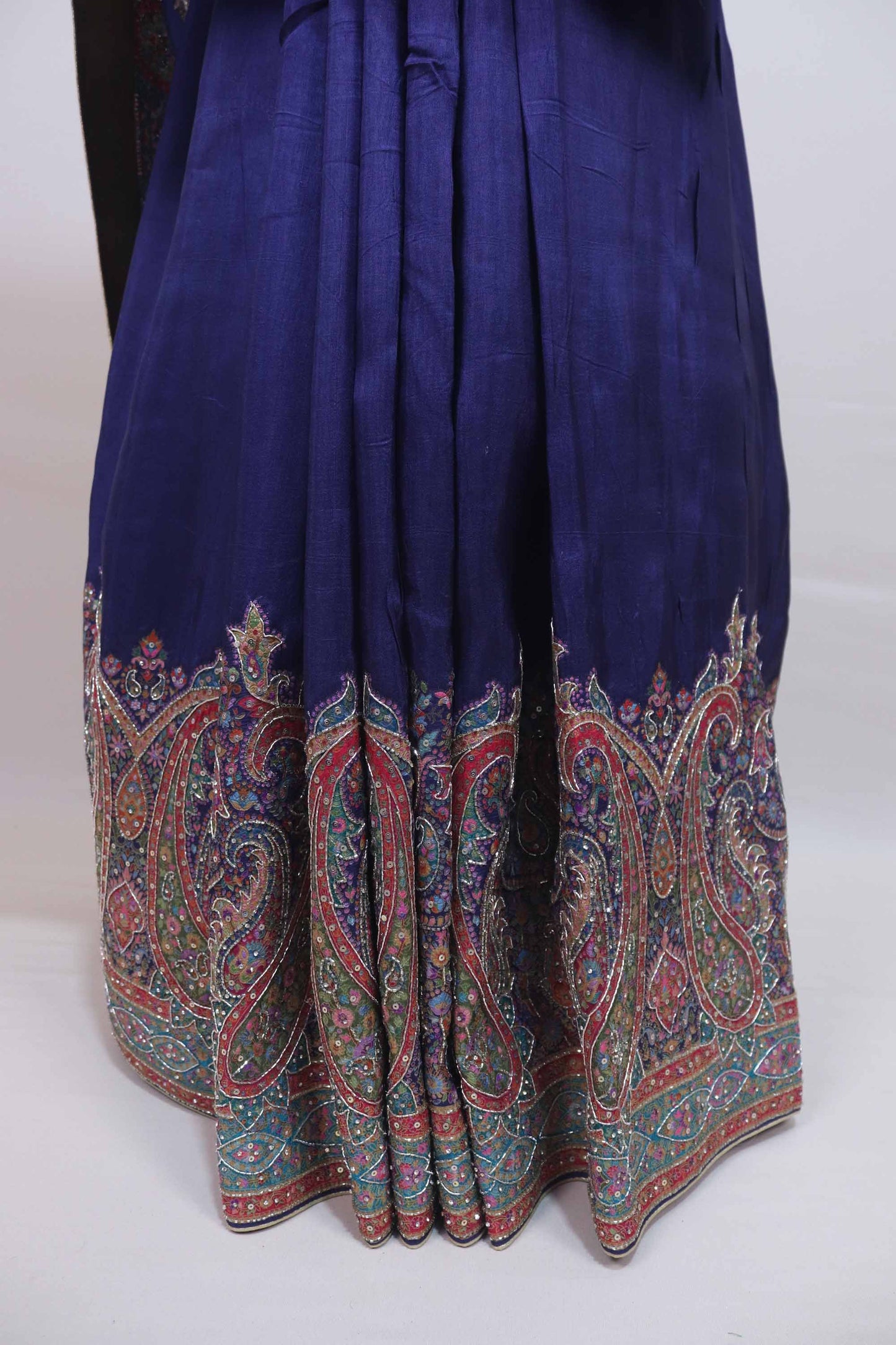 Royal Blue Paisley Print Saree with Border Design Elegant Saree