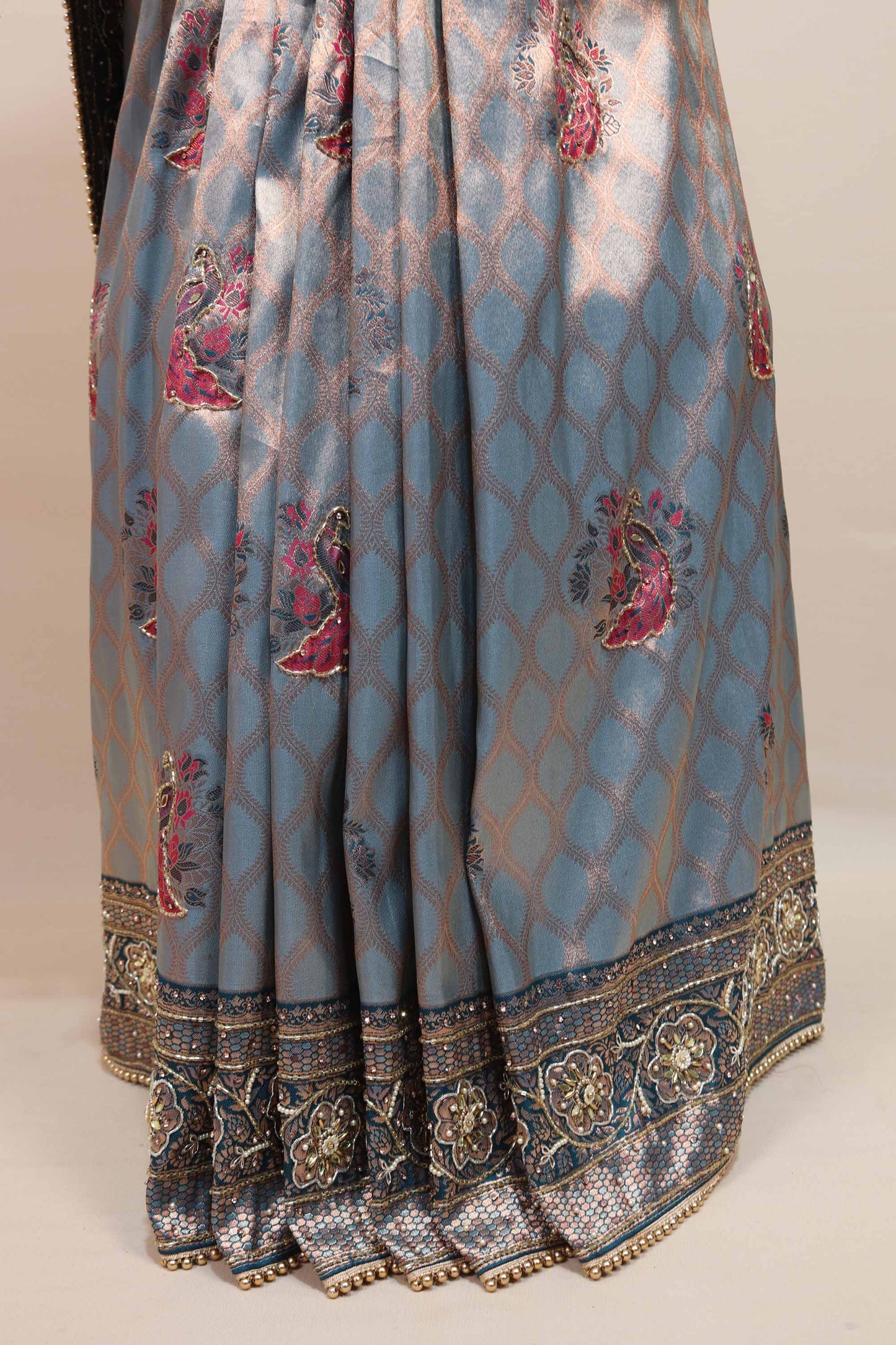 Sky Blue Banarasi Silk Saree with Zari Weaving Designer Border