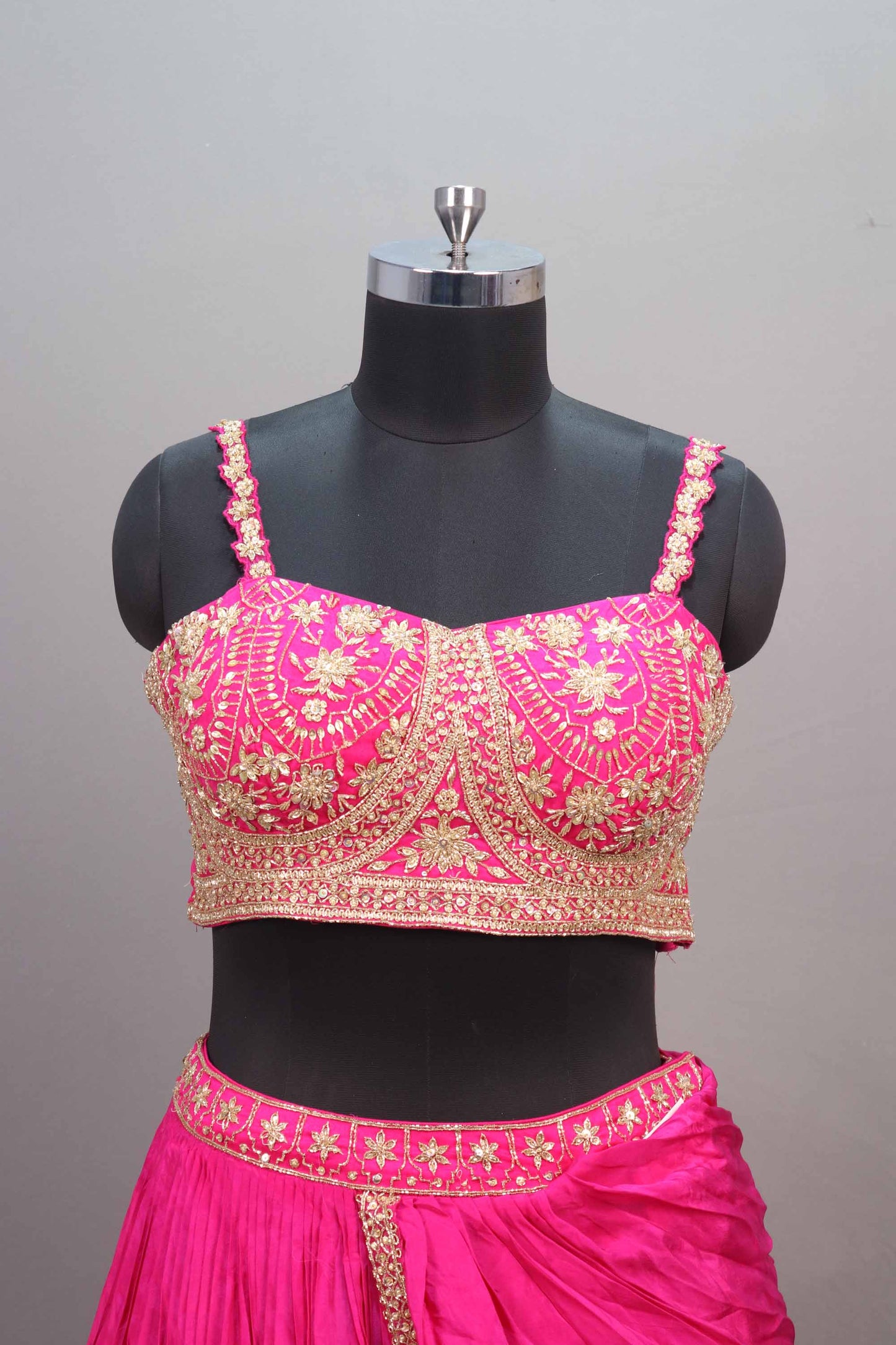 Rani Pink Silk Lehenga Choli Heavy Embroidered Blouse Dupatta