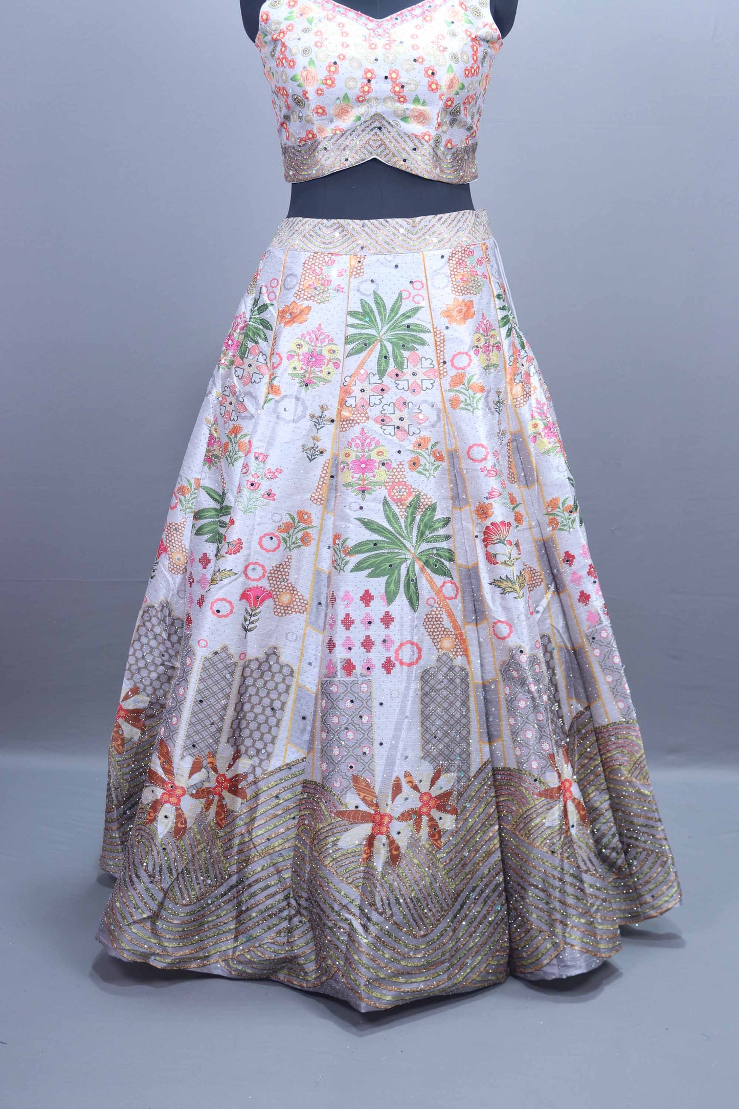 White Embroidered Lehenga Choli Set with Dupatta