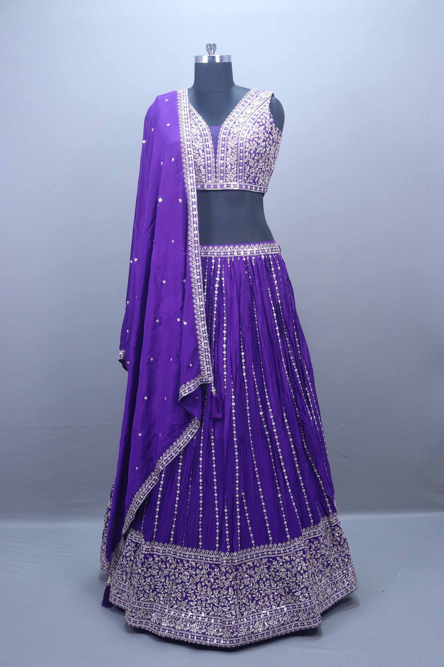 Royal Purple Lehenga Choli with Embroidered Dupatta