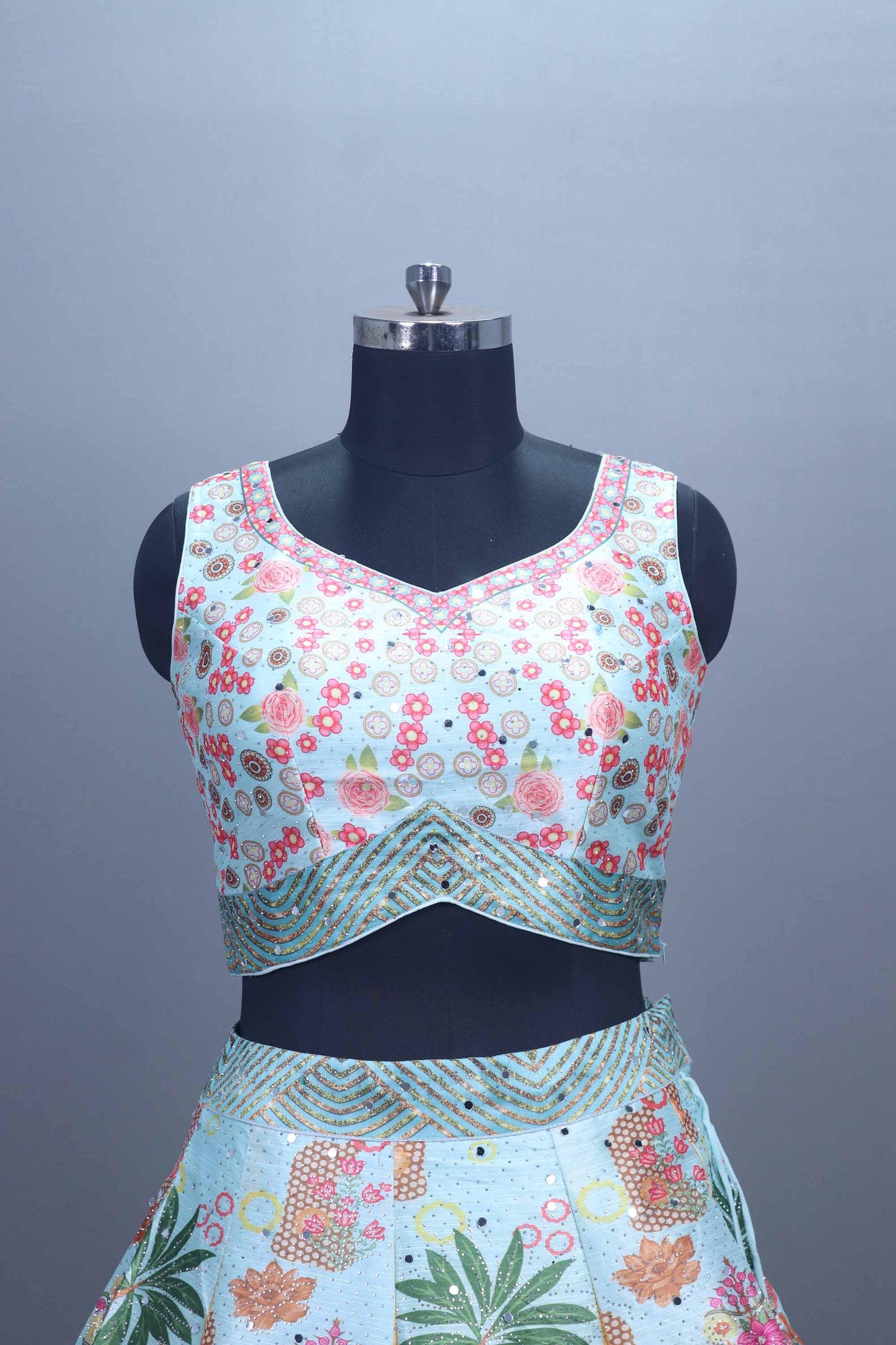 Designer Pastel Blue Lehenga Choli with Dupatta