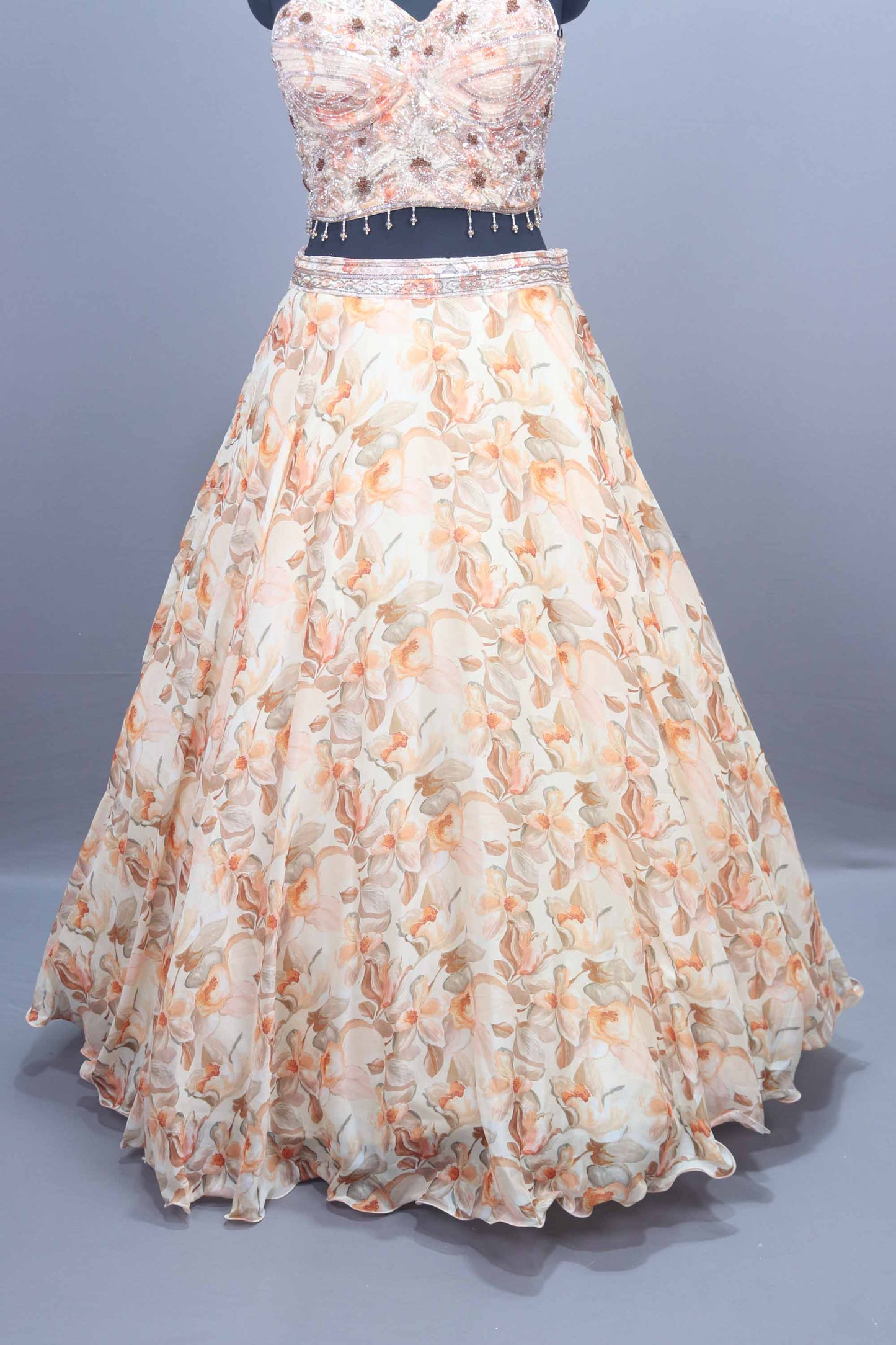Peach Designer Lehenga Choli Embroidered Blouse and Dupatta