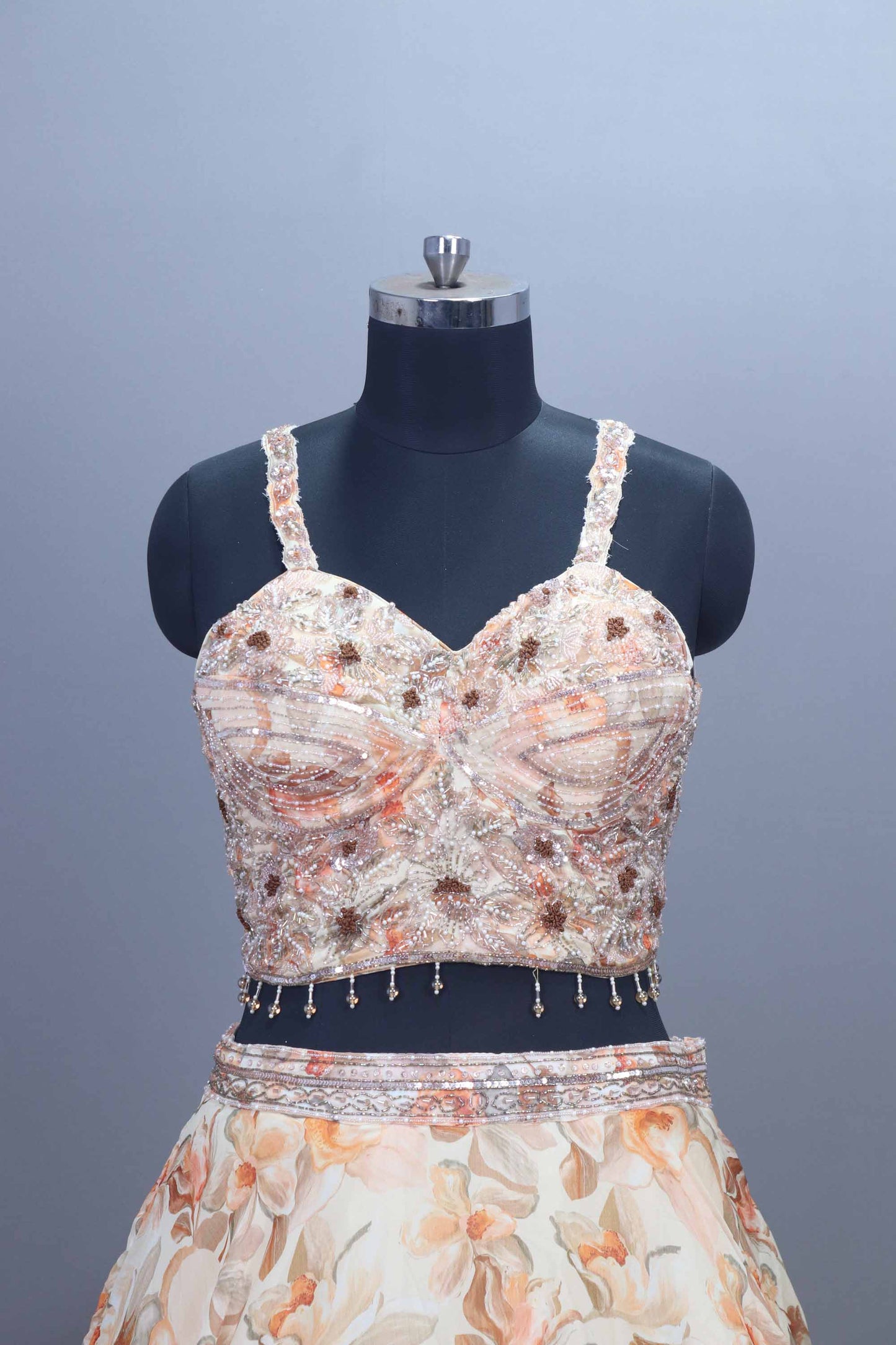 Peach Designer Lehenga Choli Embroidered Blouse and Dupatta