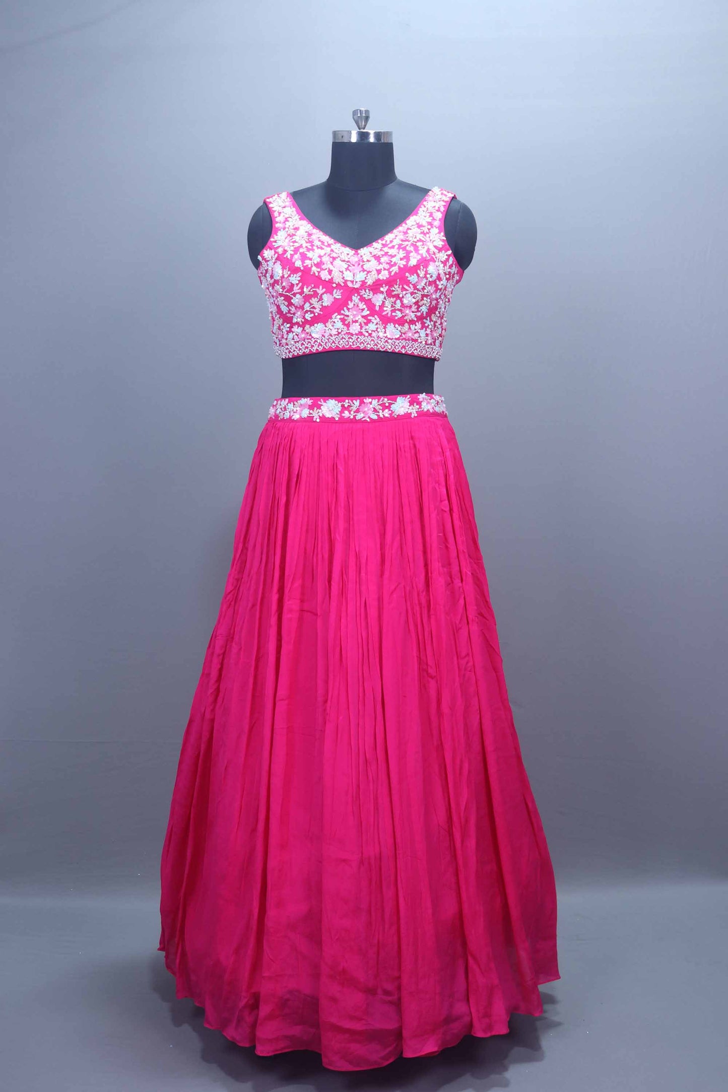 Hot Pink Designer Georgette Lehenga Choli with Dupatta