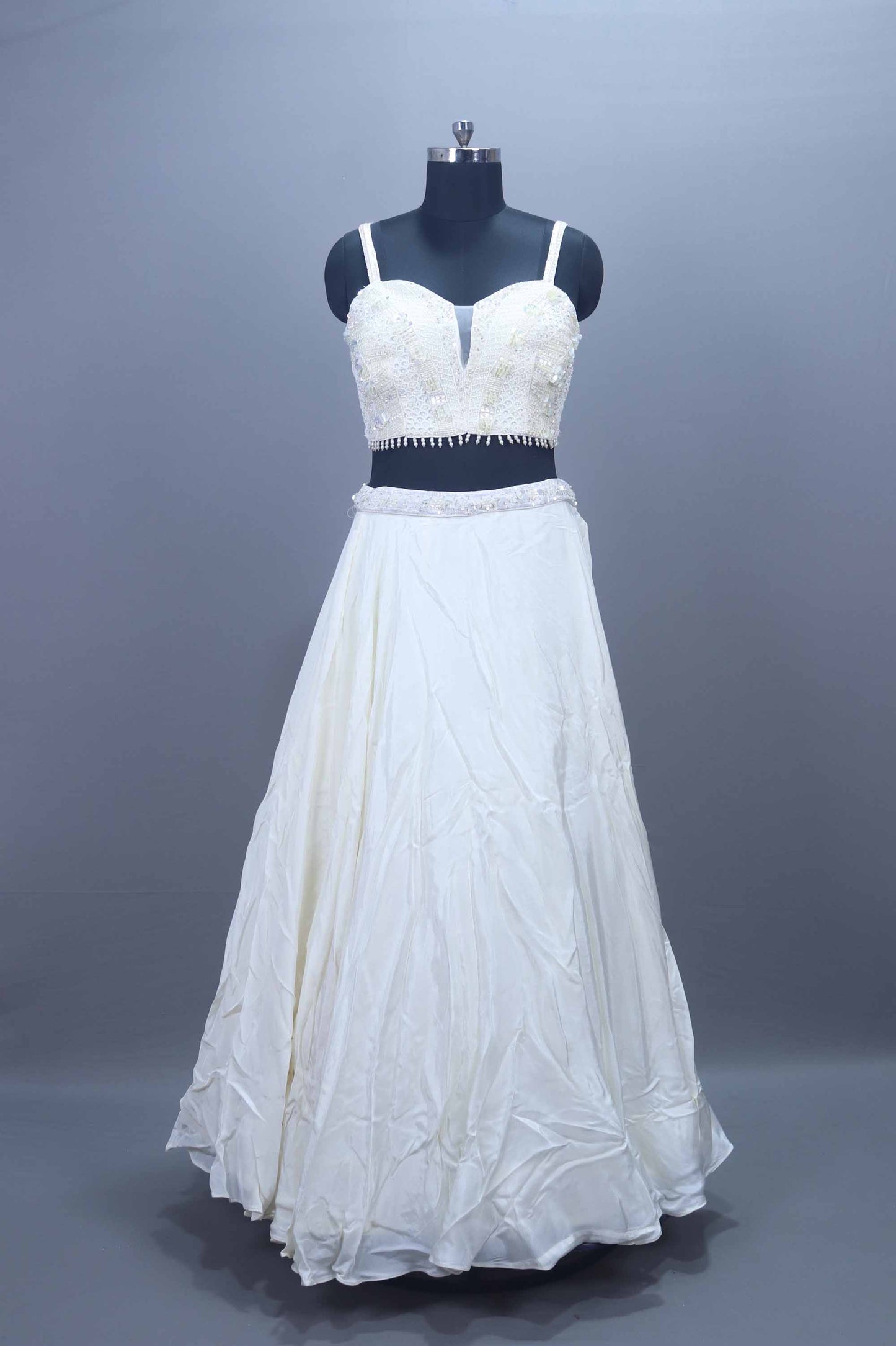 Elegant White Designer Georgette Lehenga Choli with Dupatta