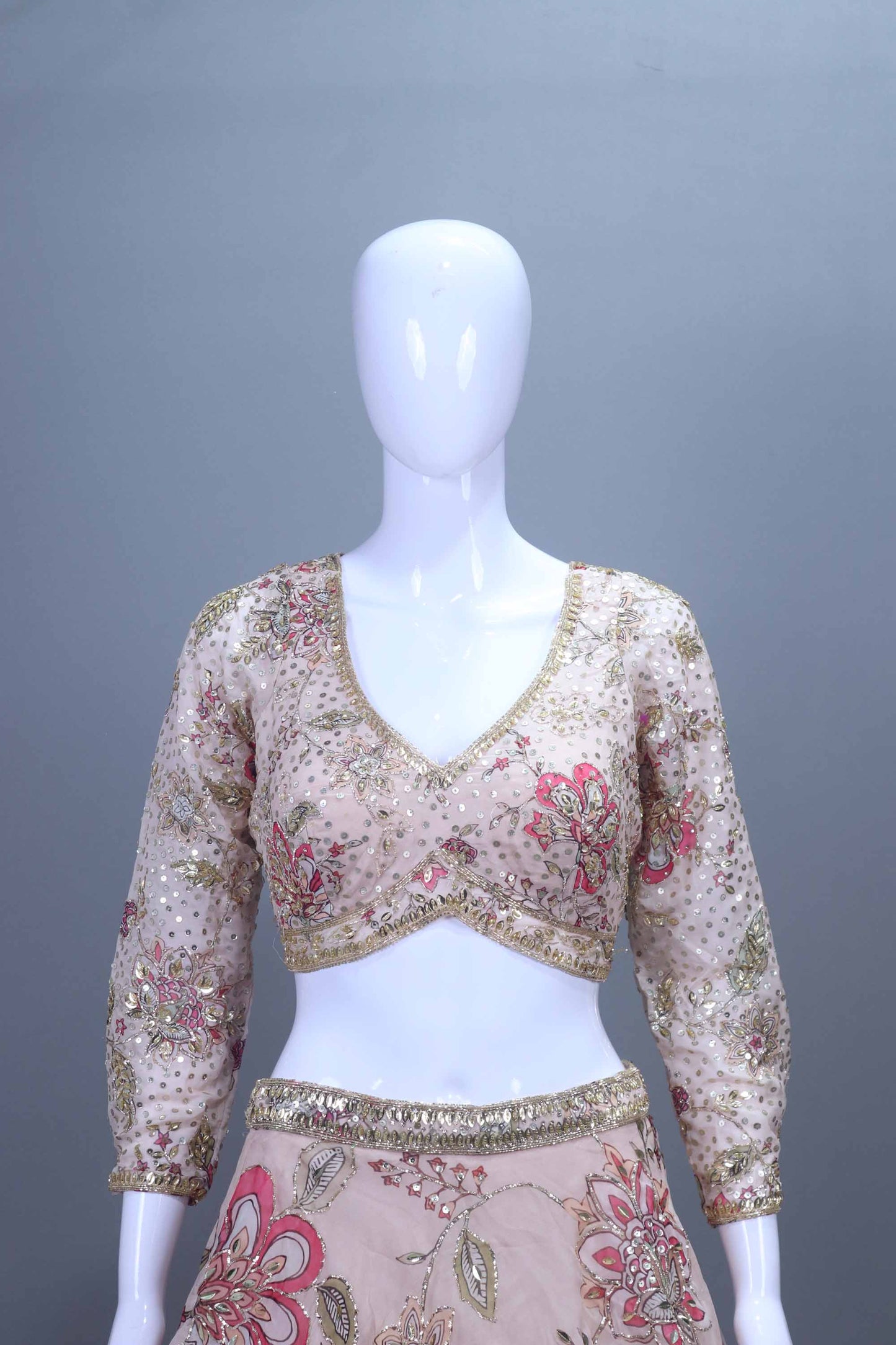 Pastel Pink Organza Lehenga Choli with Dupatta