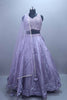 Lavender Mirror Work Organza Lehenga Choli with Dupatta