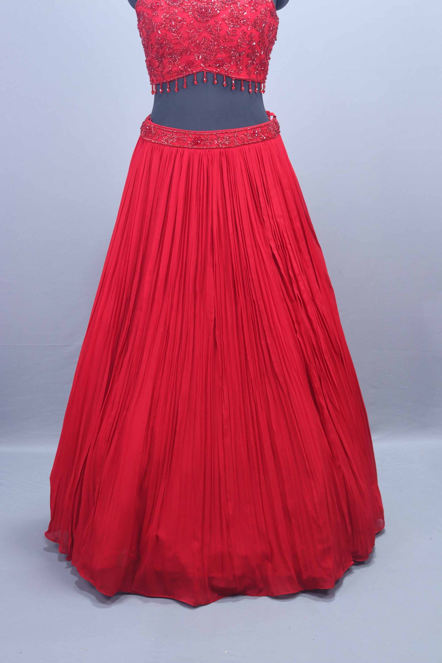 Designer Red Georgette Embroidered Lehenga Choli with Dupatta