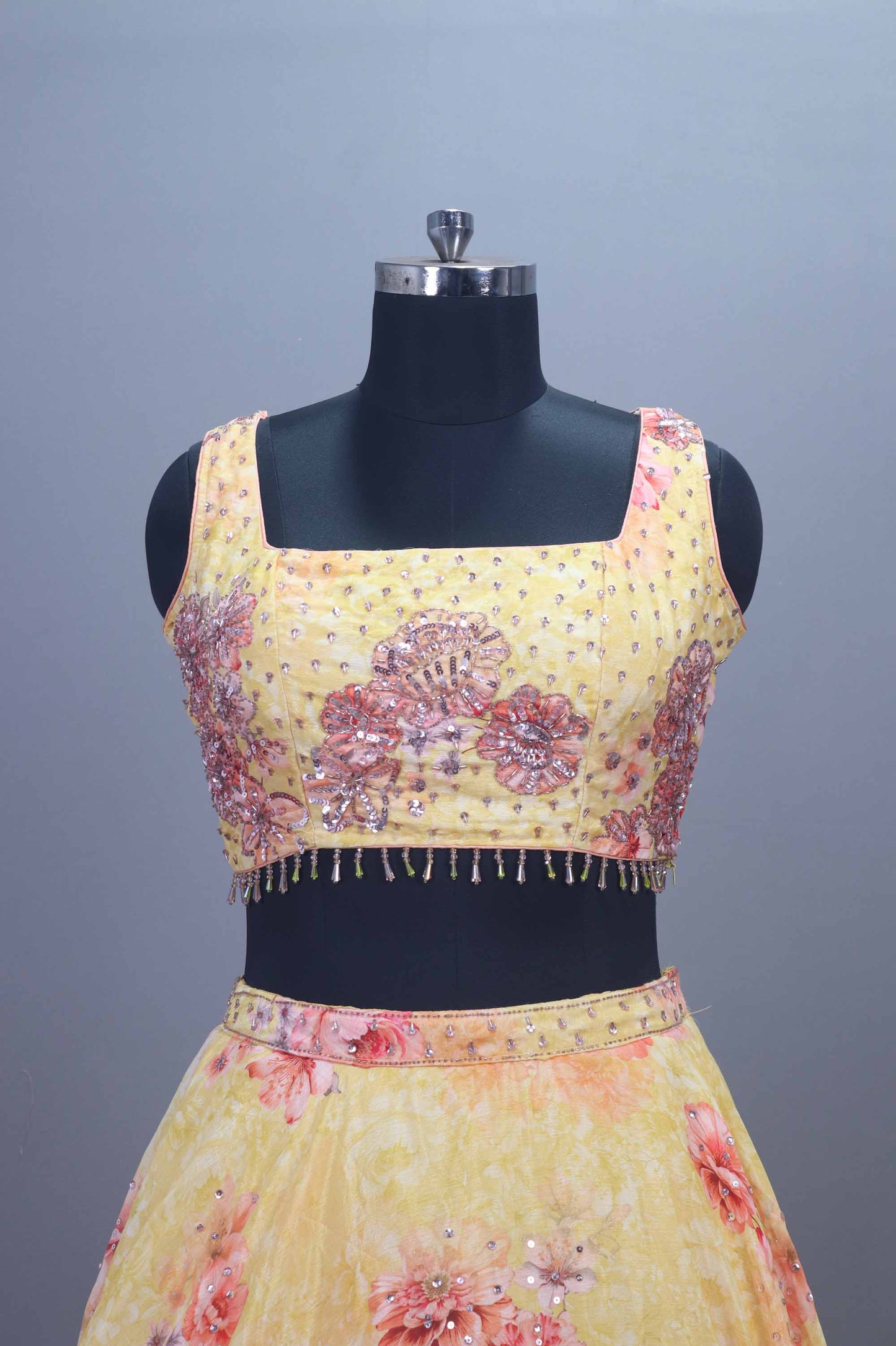 Elegant Yellow Georgette Lehenga Choli Dupatta