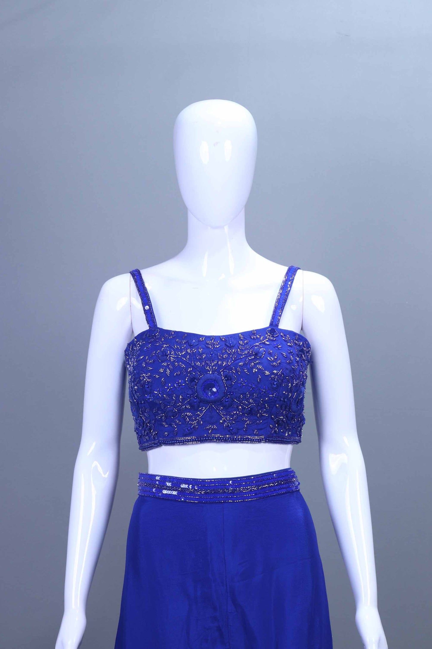 Royal Blue Designer Crop Top with Palazzo Dupatta for Party Wear
