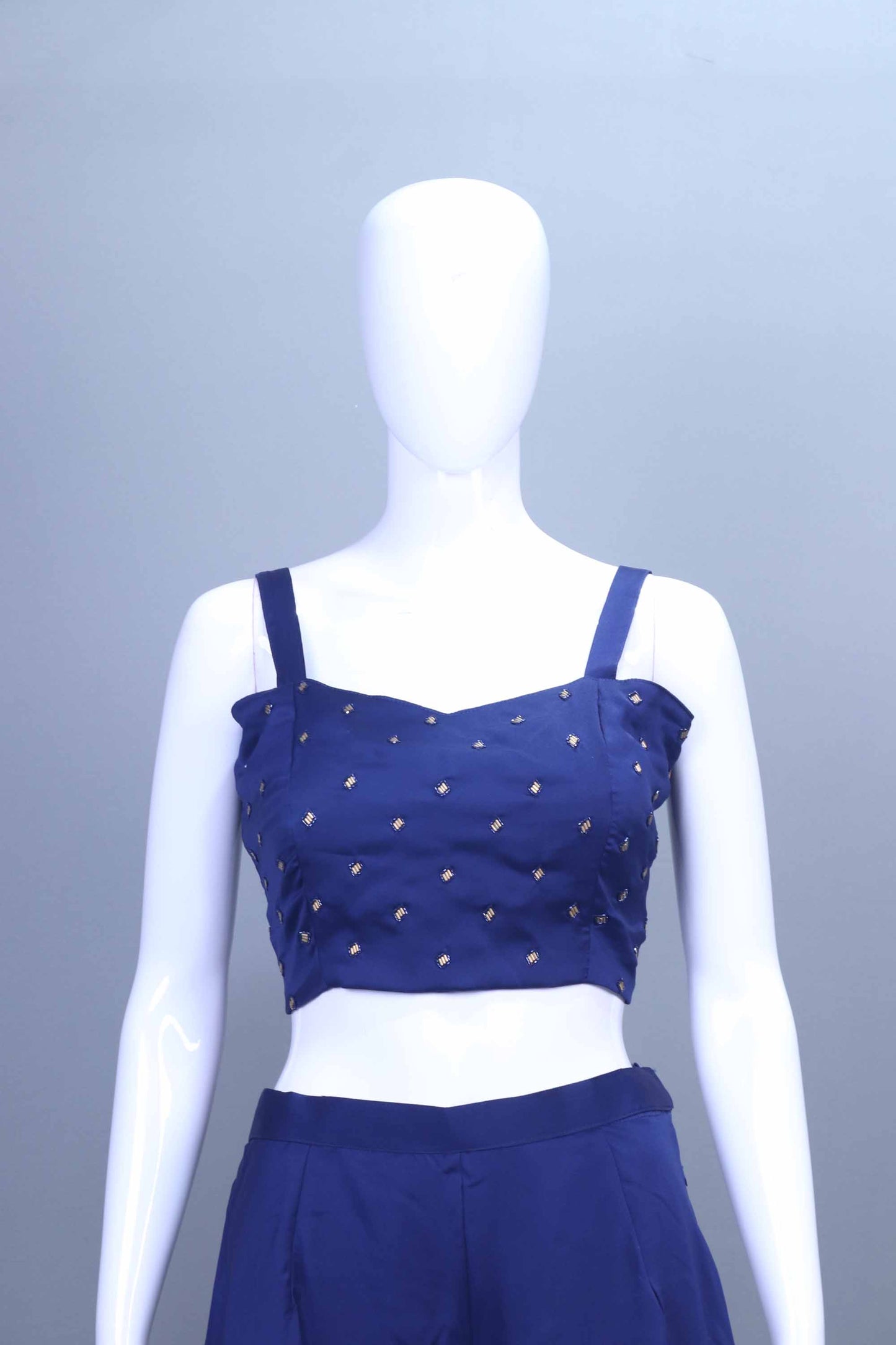 Royal Blue Banarasi Jacquard Jacket Style Palazzo Set